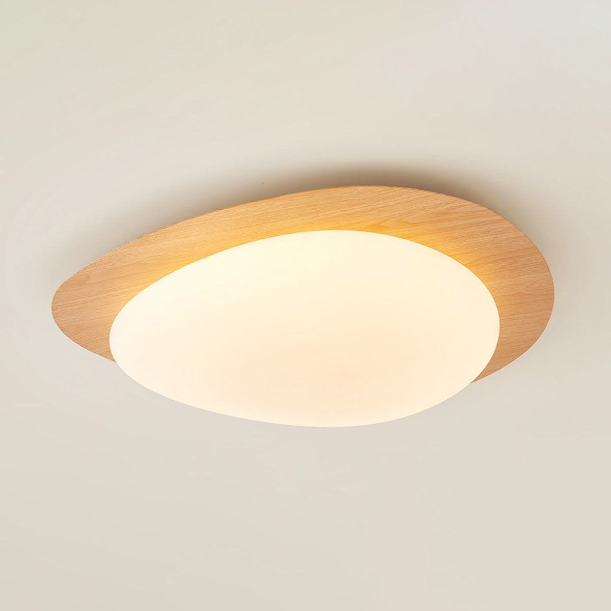 Pebble Flush Mount Ceiling Light with Walnut Rim