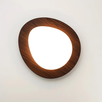 Pebble Flush Mount Ceiling Light with Walnut Rim