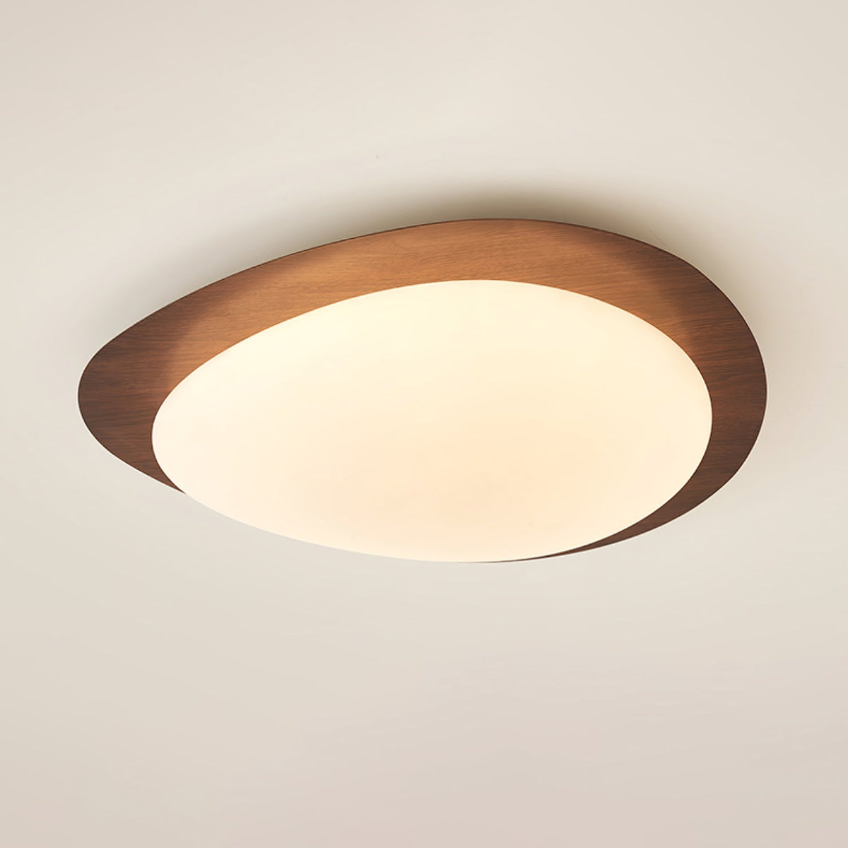 Pebble Flush Mount Ceiling Light with Walnut Rim