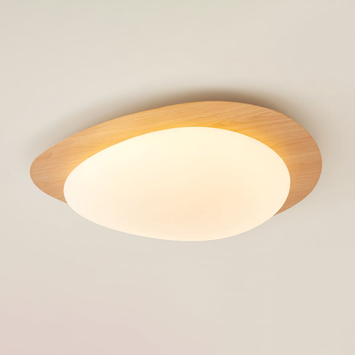 Pebble Flush Mount Ceiling Light with Walnut Rim