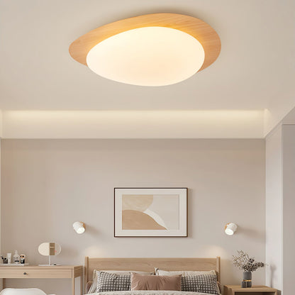 Pebble Flush Mount Ceiling Light with Walnut Rim