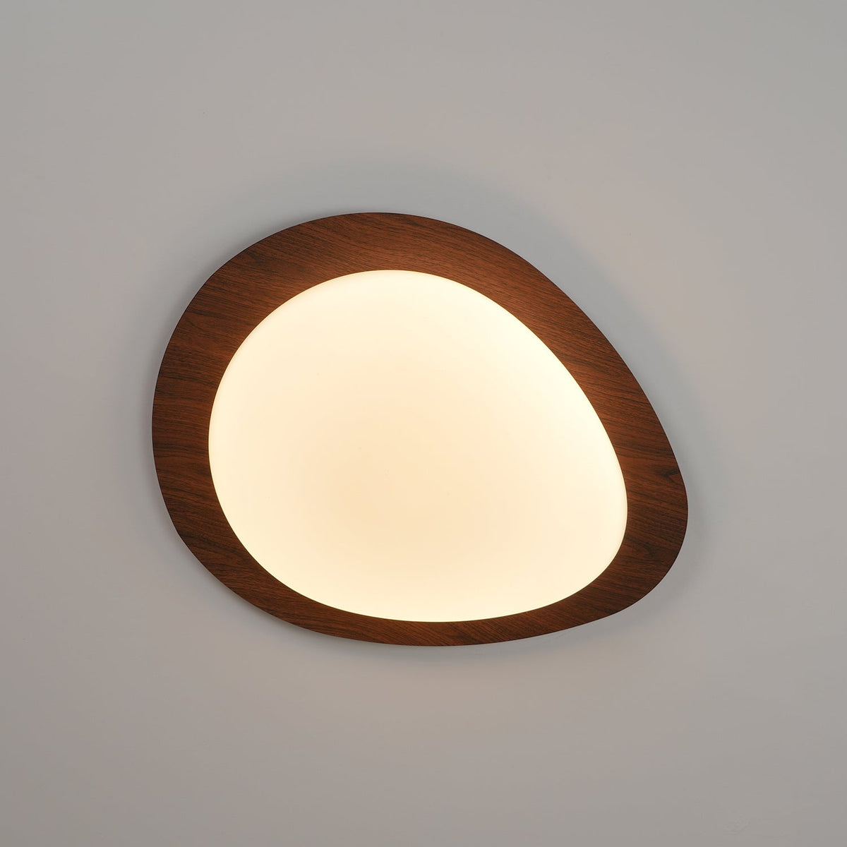 Pebble Flush Mount Ceiling Light with Walnut Rim