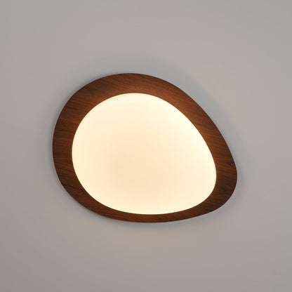 Pebble Flush Mount Ceiling Light with Walnut Rim
