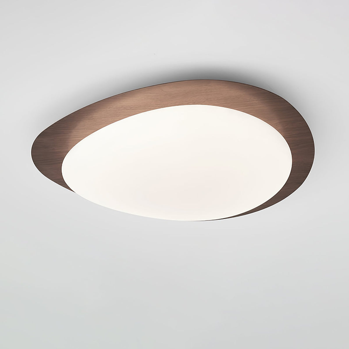 Pebble Flush Mount Ceiling Light with Walnut Rim