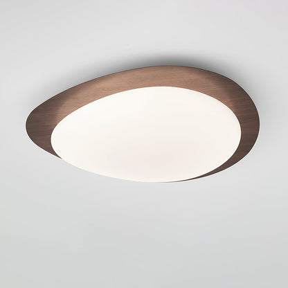 Pebble Flush Mount Ceiling Light with Walnut Rim