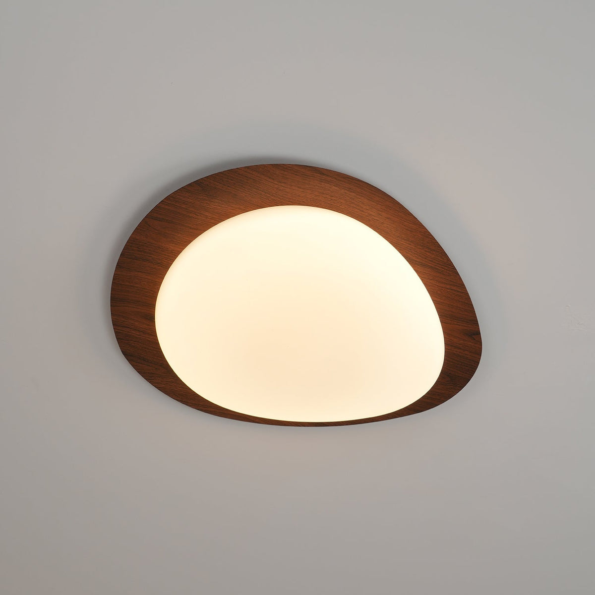 Pebble Flush Mount Ceiling Light with Walnut Rim