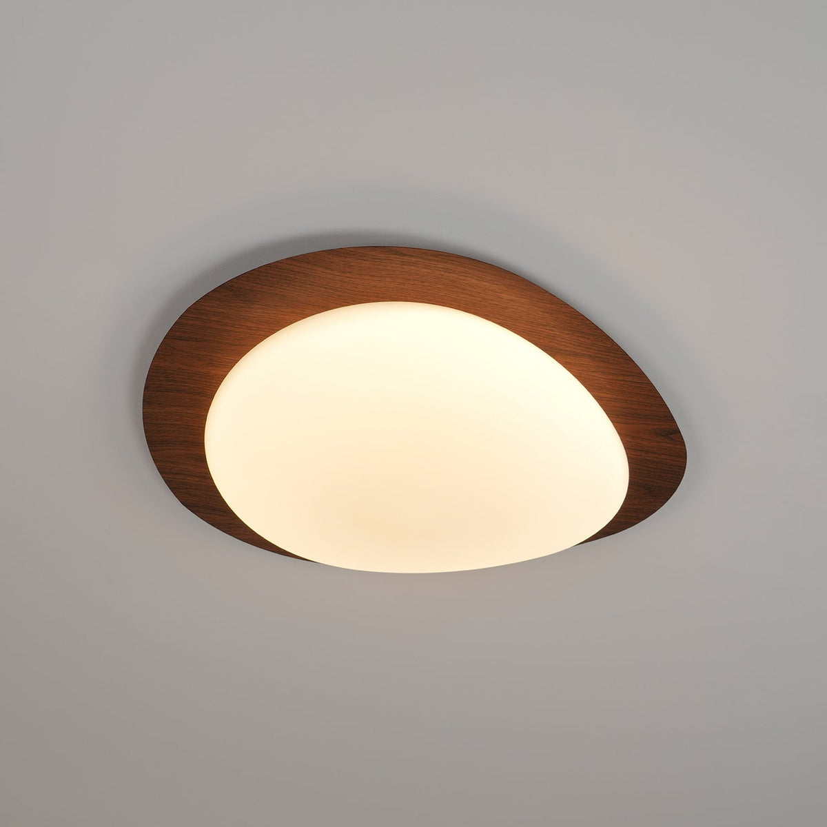 Pebble Flush Mount Ceiling Light with Walnut Rim