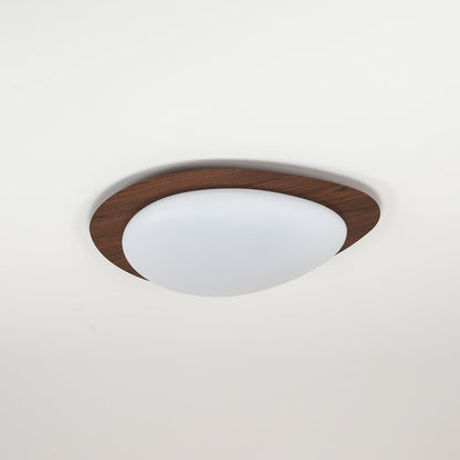 Pebble Flush Mount Ceiling Light with Walnut Rim