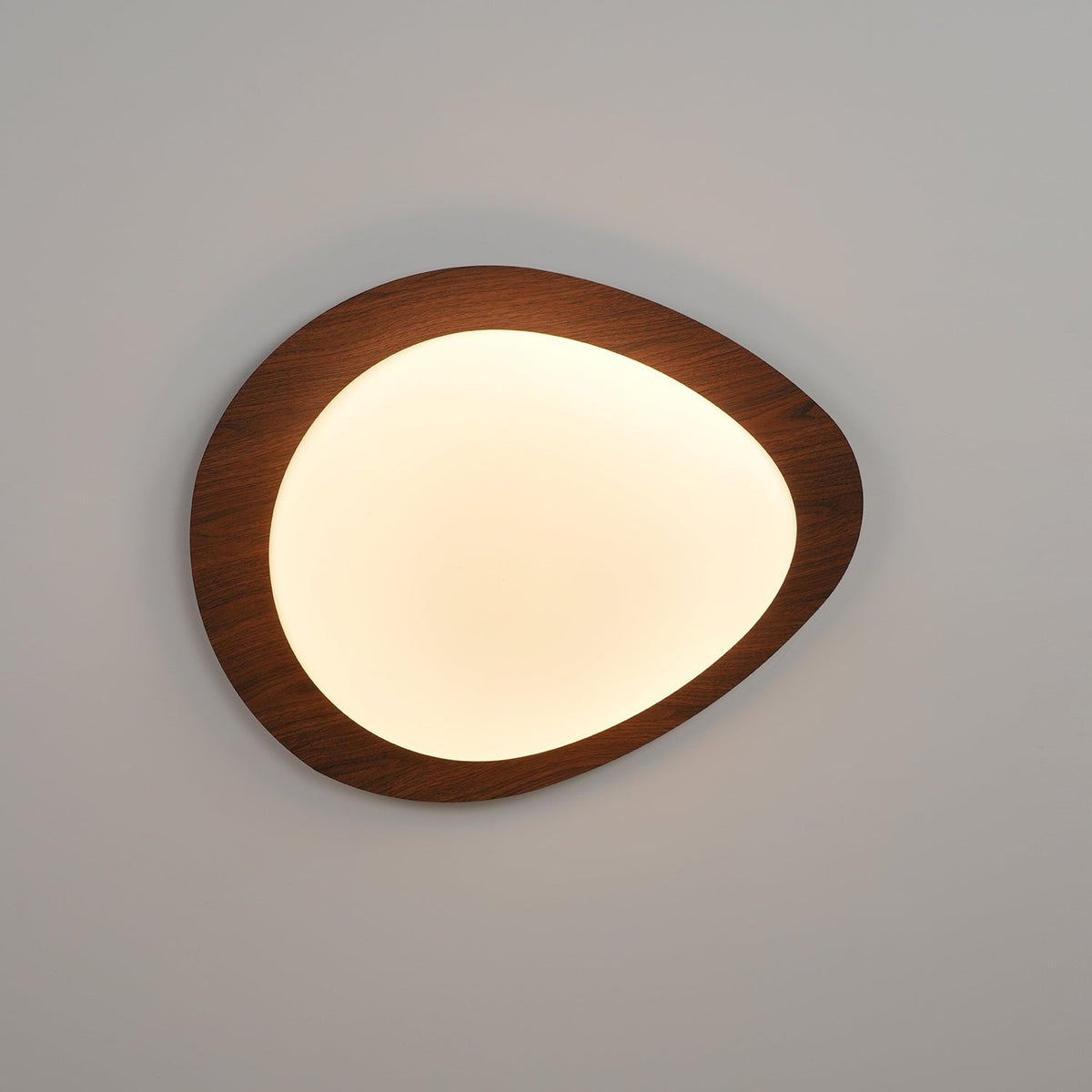 Pebble Flush Mount Ceiling Light with Walnut Rim