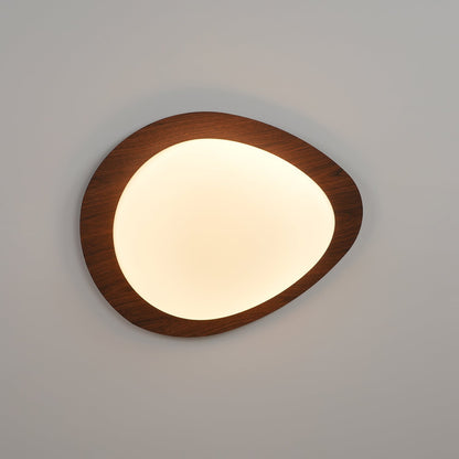 Pebble Flush Mount Ceiling Light with Walnut Rim
