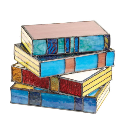 Stained Glass Stacked Books Bedside Table Lamp