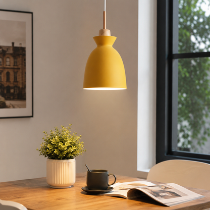 Modern Wood and Iron Pendant Light