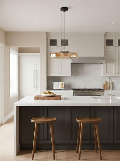 Adjustable glass LED pendant light in modern interior