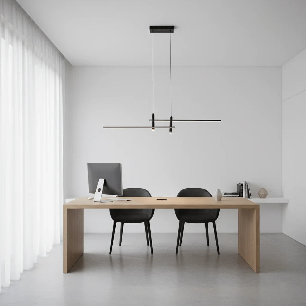 Adjustable height linear pendant light for modern interior