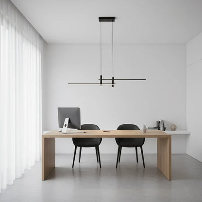 Adjustable height linear pendant light for modern interior