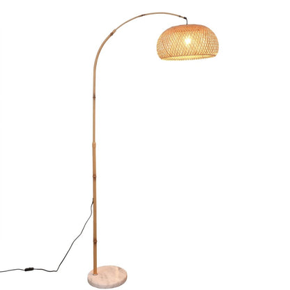 Adjustable Rattan Arc Floor Lamp