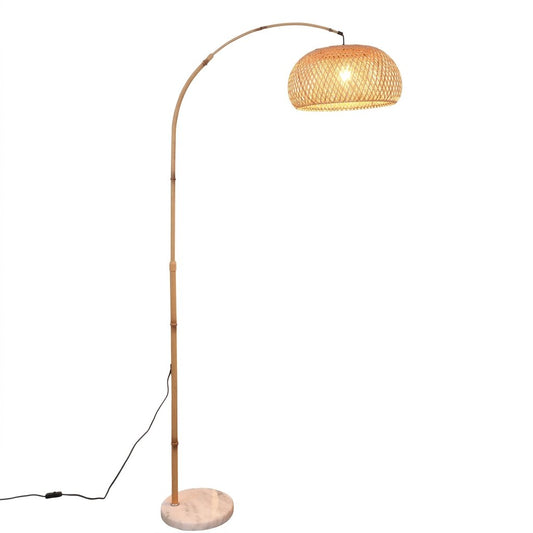 Adjustable Rattan Arc Floor Lamp