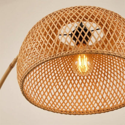 Adjustable Rattan Arc Floor Lamp
