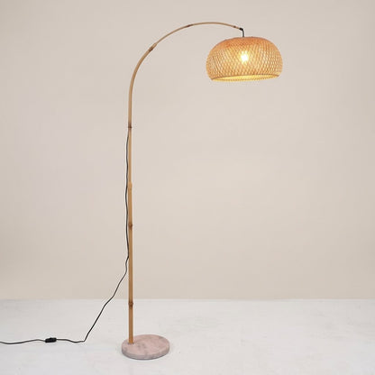 Adjustable Rattan Arc Floor Lamp