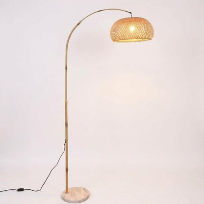 Adjustable Rattan Arc Floor Lamp