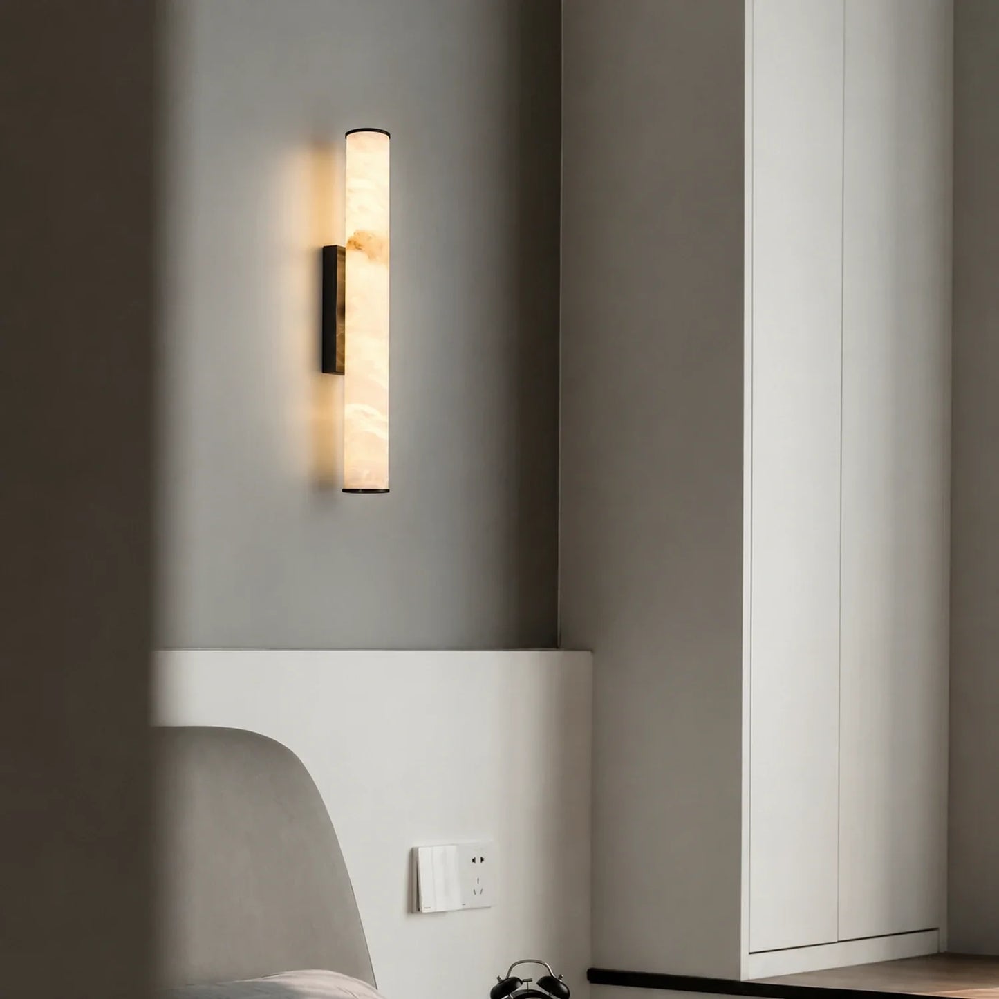 Art Deco LED Wall Light with Simulated Marble Shade