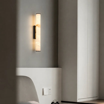 Art Deco LED Wall Light with Simulated Marble Shade
