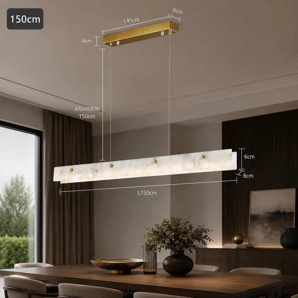 Natural Marble Linear Pendant Light