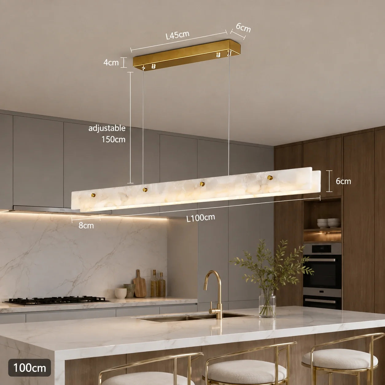 Natural Marble Linear Pendant Light