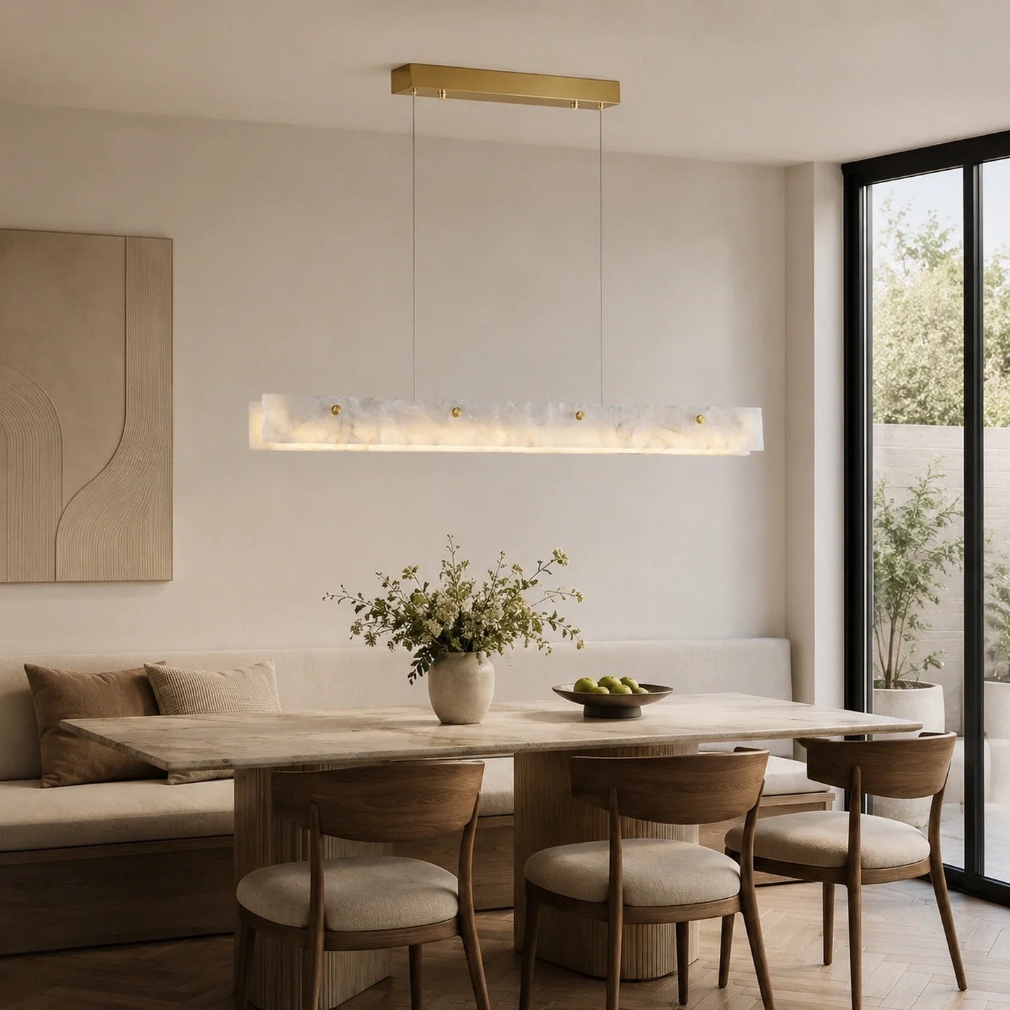 Natural Marble Linear Pendant Light
