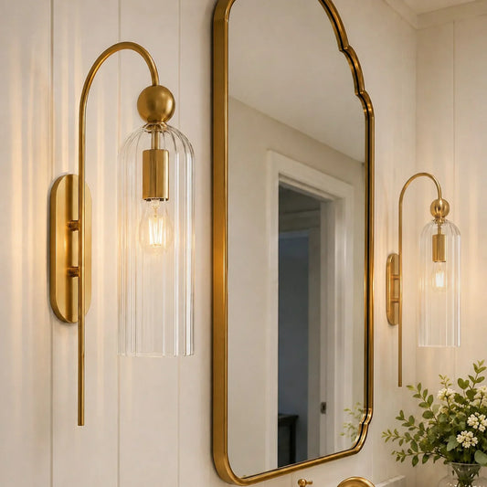 Arched Wall Sconce with Cylinder Shade — product view 1