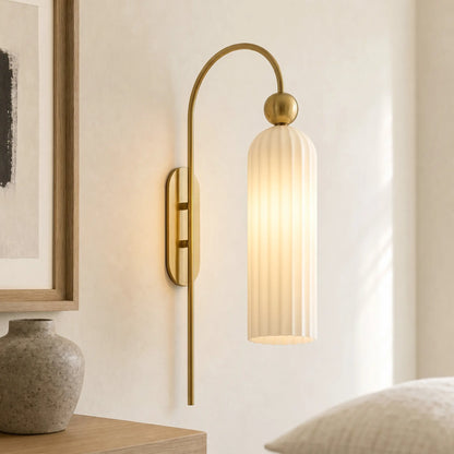 Arched Wall Sconce with Cylinder Shade — product view 2
