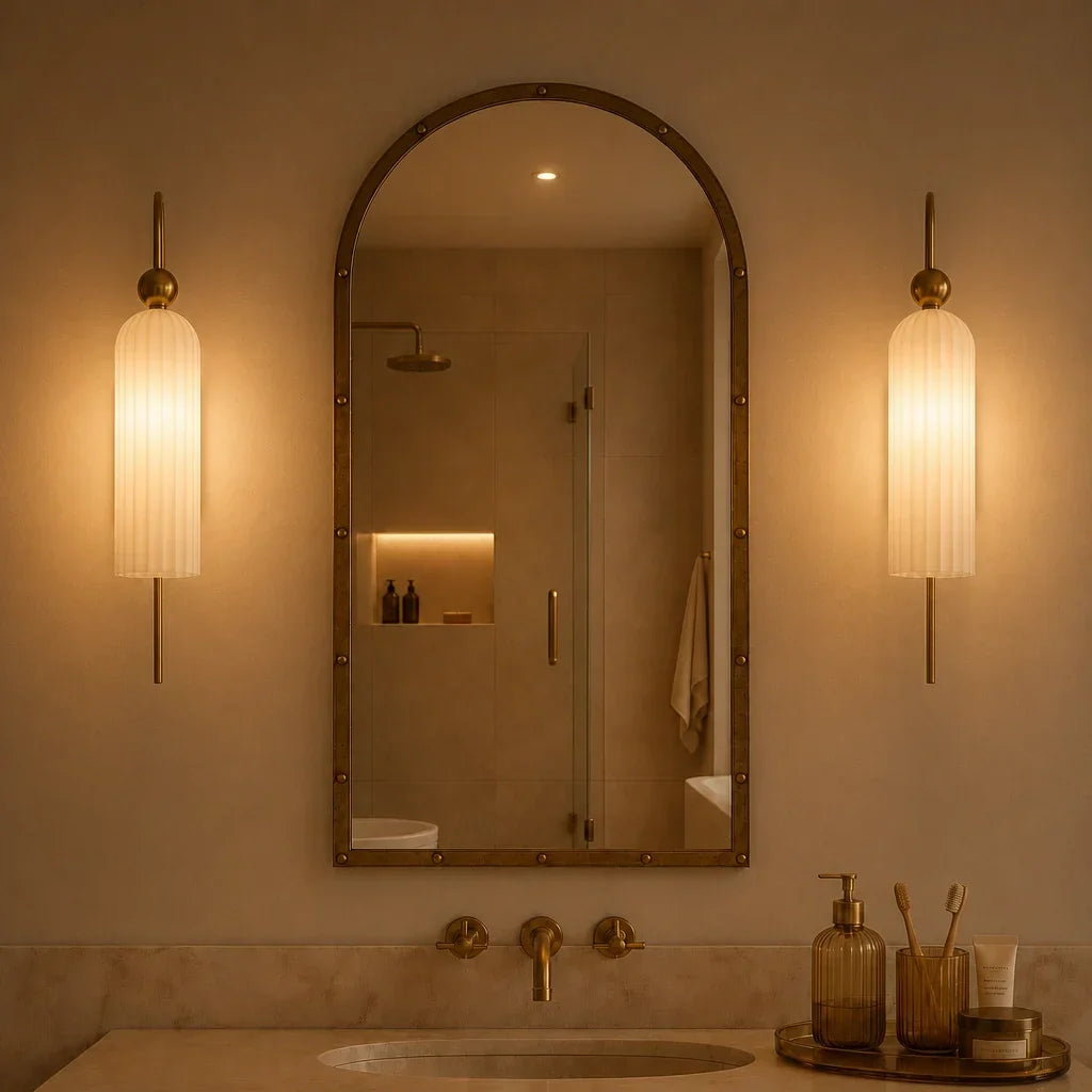 Arched Wall Sconce with Cylinder Shade — product view 5