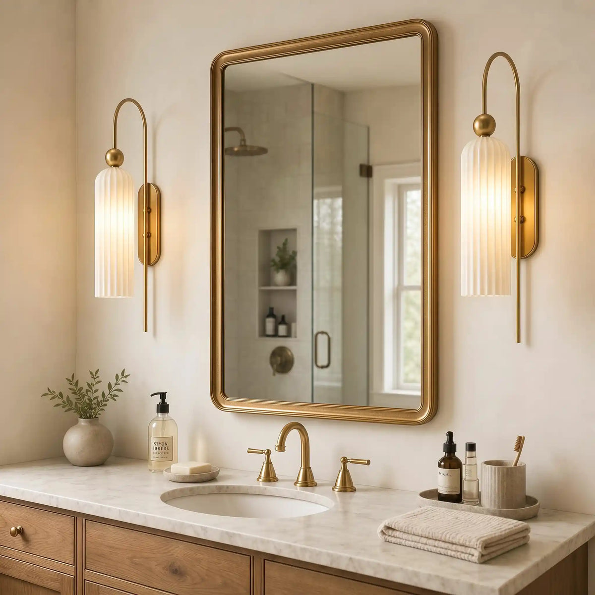 Arched Wall Sconce with Cylinder Shade — product view 12