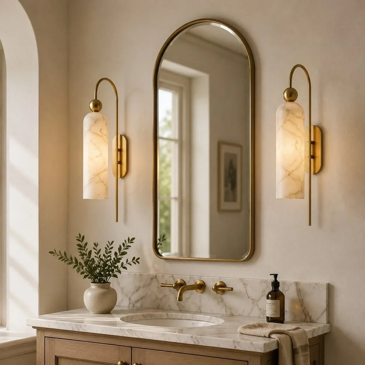 Arched Wall Sconce with Cylinder Shade — product view 14