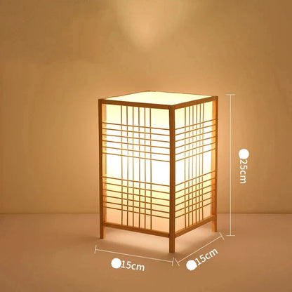 Bamboo grid LED table lamp dimensions, 15 × 15 × 25 cm