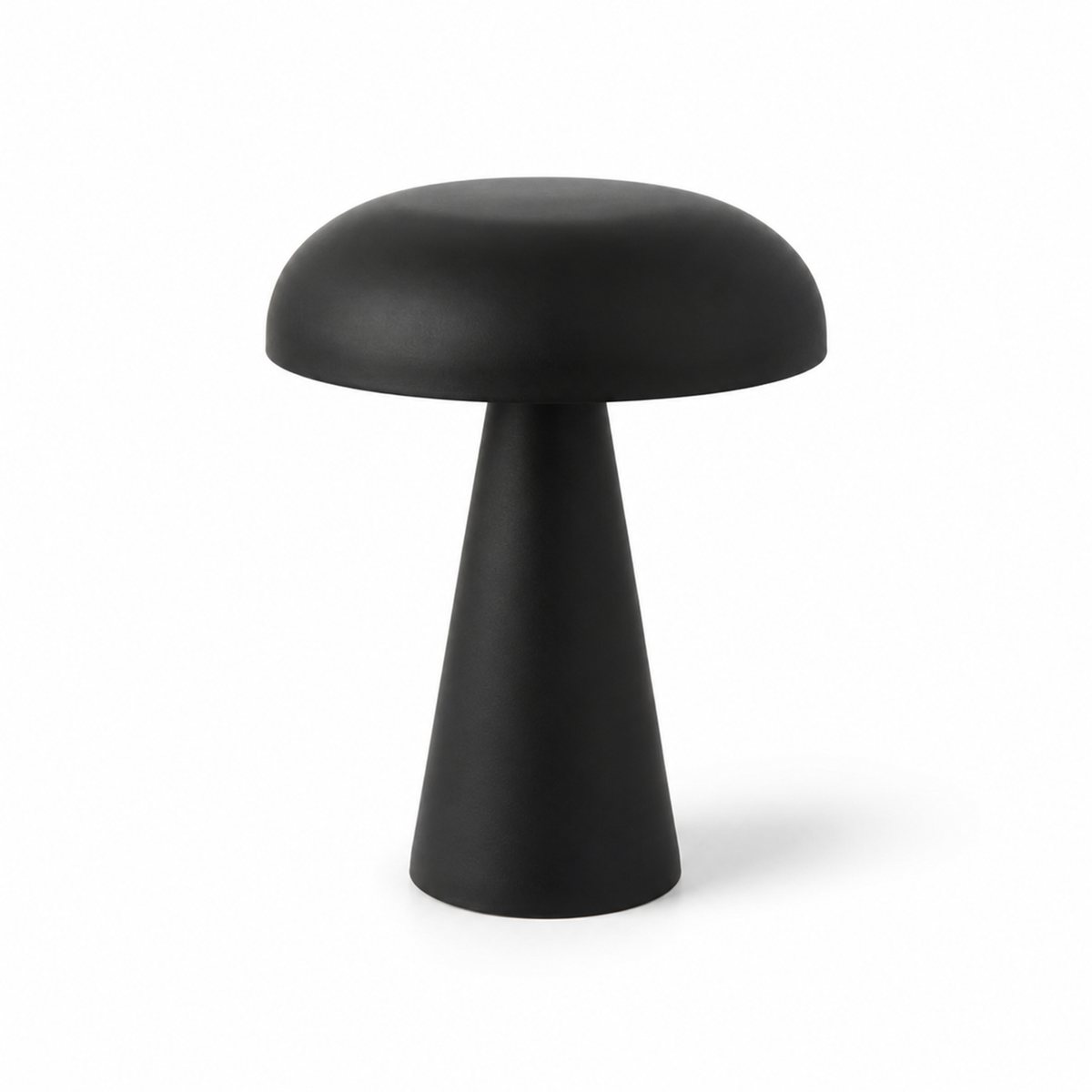 Black battery table lamp with rounded shade