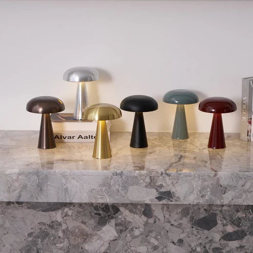 Collection of rounded-shade battery lamps