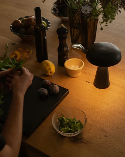Black cordless lamp on a kitchen table