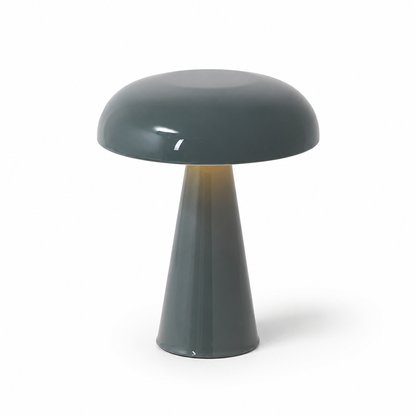 Rounded-shade battery lamp in a blue-green finish