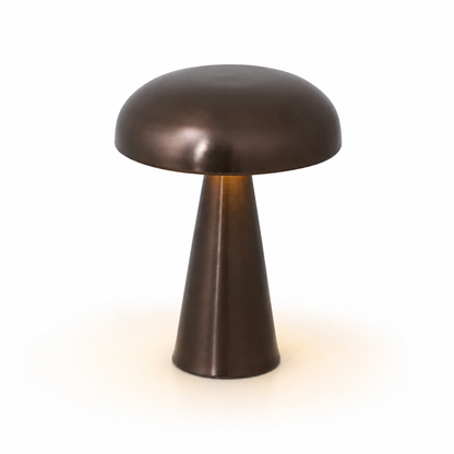 Brown rounded-shade battery lamp