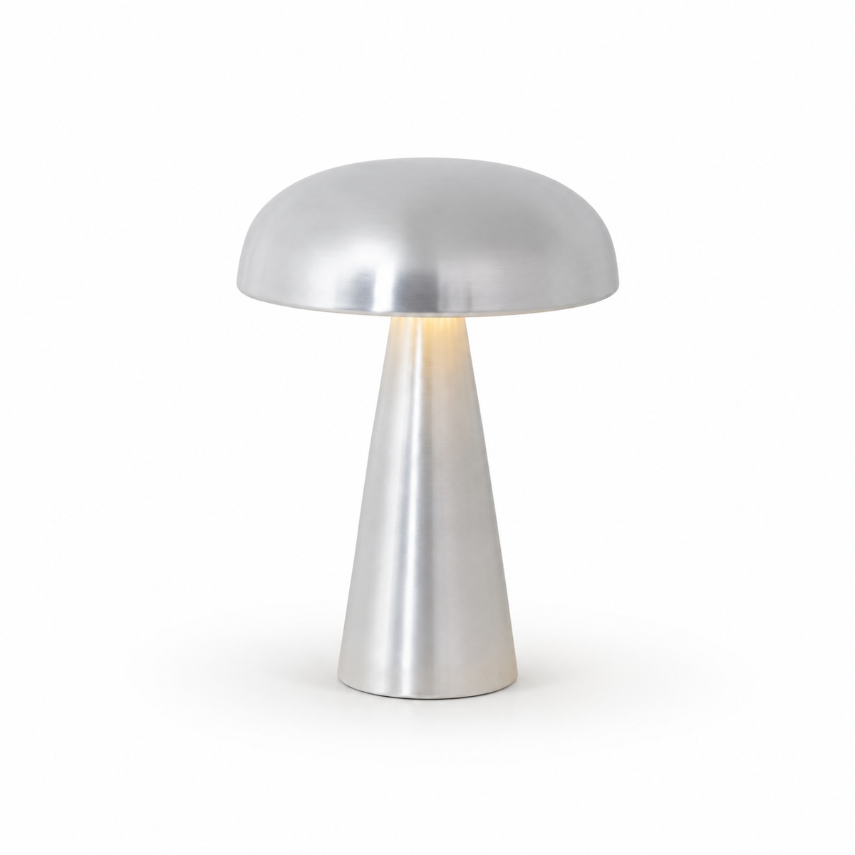 Silver battery table lamp with tapered base
