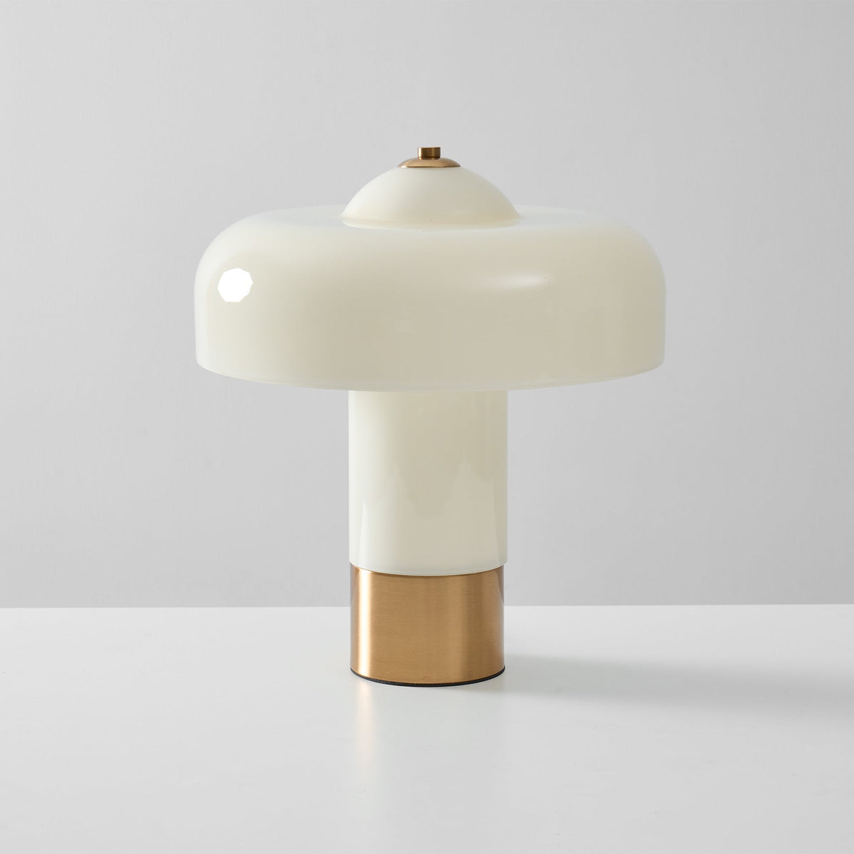 Beige glass column lamp with metallic base