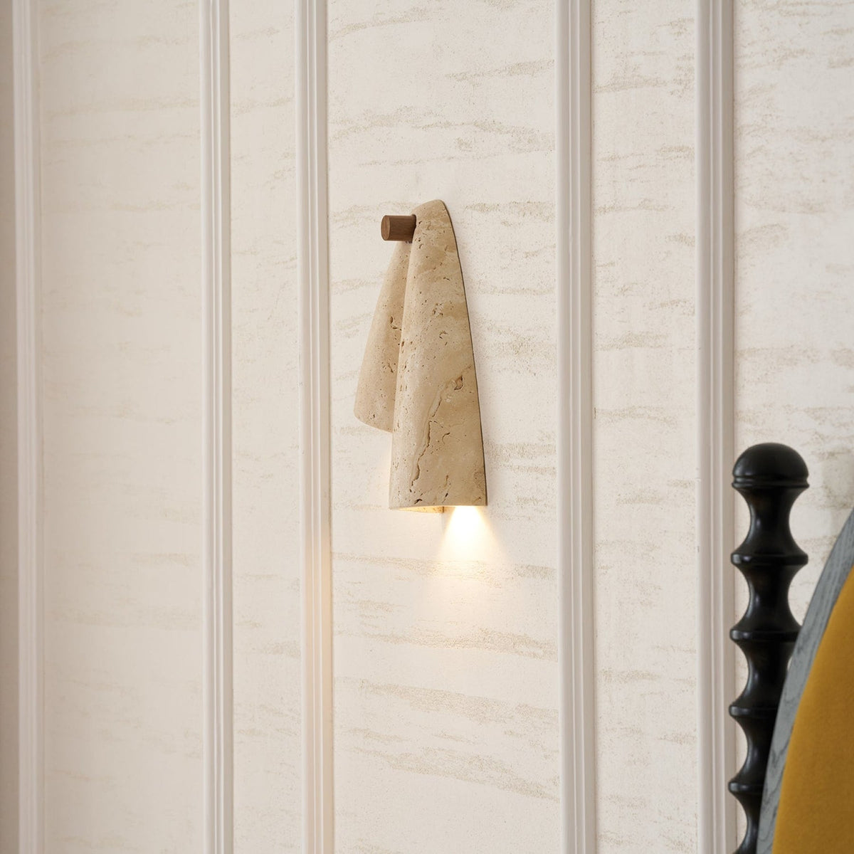 Beige Travertine Wall Light with Folded Twin Shades — product view 13