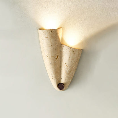 Beige Travertine Wall Light with Folded Twin Shades — product view 23