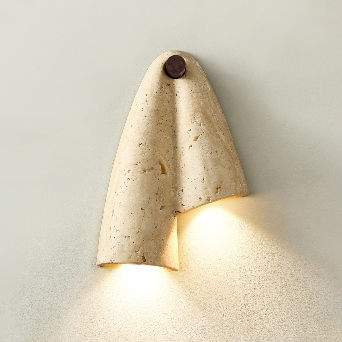 Beige Travertine Wall Light with Folded Twin Shades — product view 26