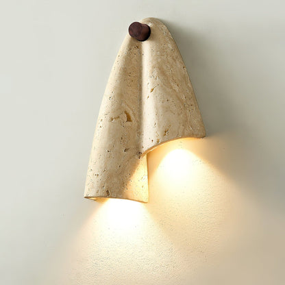 Beige Travertine Wall Light with Folded Twin Shades — product view 27