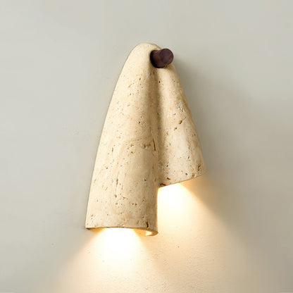 Beige Travertine Wall Light with Folded Twin Shades — product view 28