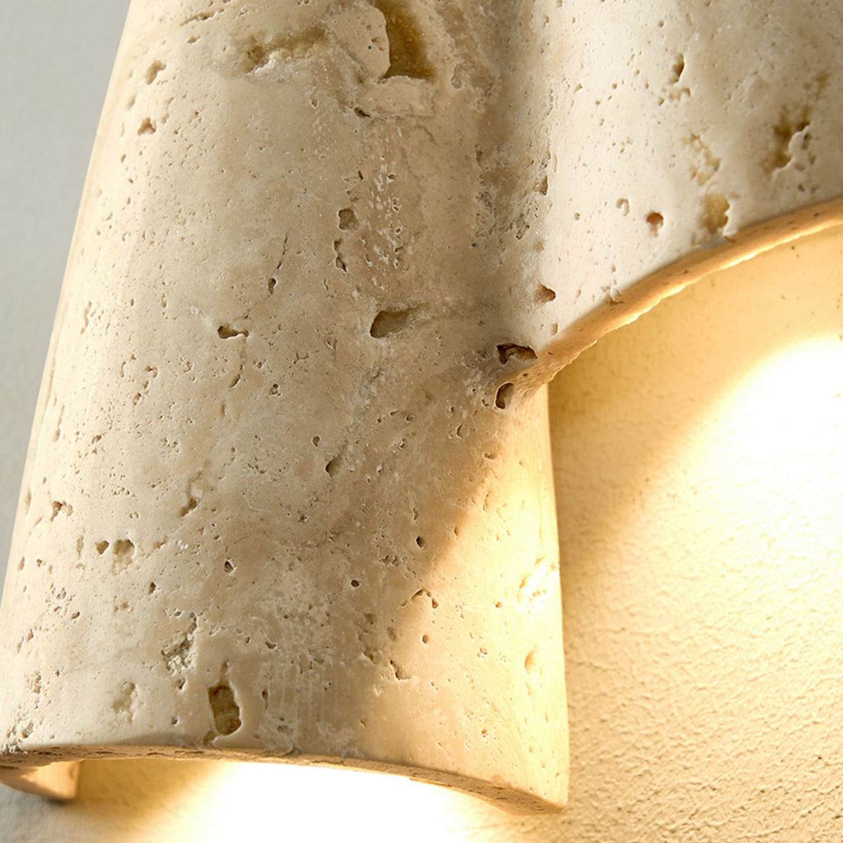 Beige Travertine Wall Light with Folded Twin Shades — product view 30