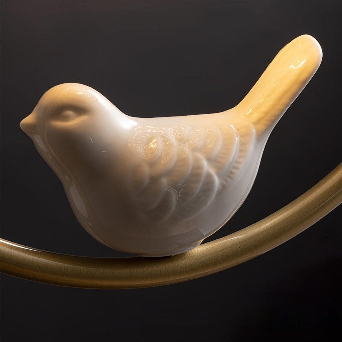 Bird and Textured Glass Semi-Flush Ceiling Light