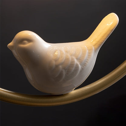 Bird and Textured Glass Semi-Flush Ceiling Light